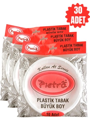 Pietra Plastik Büyük Boy Tabak 19 cm 10'lu 3 Paket