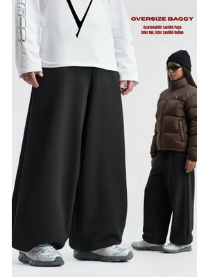 Vladivosto Paçası Lastikli Bol Kalıp Oversize Baggy Büyük Beden Eşofman Altı