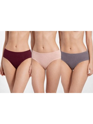 Hb Comfort İç Giyim Hb Comfort Kadın Pamuklu Fitilli Slip Külot 3’lü Set 6100-4