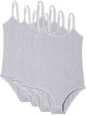 ModaSize 4 Adet Ip Askılı Kadın Çıtçıtlı Body Gri