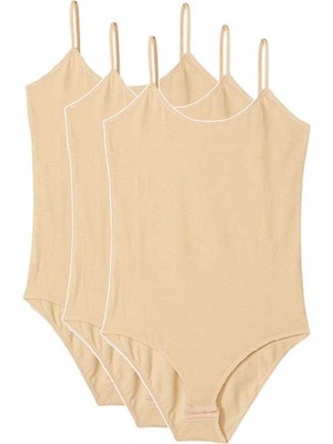 ModaSize 3 Adet Ip Askılı Kadın Çıtçıtlı Body Ten