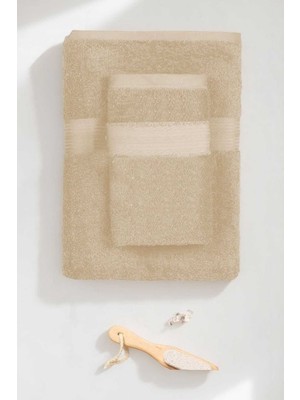 Mira Home 2 Parça Battal Lüks Premium Banyo Spa Havlu Takımı 90X170 cm Bej