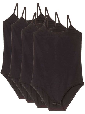 ModaSize 4 Adet Ip Askılı Kadın Çıtçıtlı Body Siyah