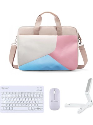 Microcase Xiaomi Poco Pad M1 12.1 Inch Için Macbook Çantası+Türkçe Klavye+Mouse+Tablet Standı Beyaz AL5165