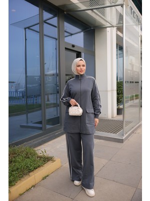 MİMİ LUXURY WEAR Kadın Tesettür Eşofman Takımı Fermuarlı & Alt Üst Takım 525