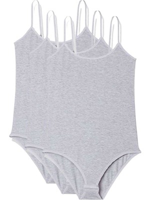ModaSize 3 Adet Ip Askılı Kadın Çıtçıtlı Body Gri