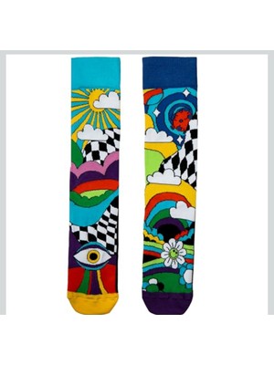 Heritage Nature 5lı Çorap Retro ve Bohem Esintili Modern Çok Renkli Unisex Erkek Kadın Çorap