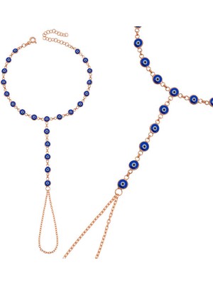 Costurera Gümüş Rose Lacivert Nazar Boncuklu Şahmeran