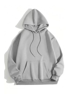 ModaSize 3 Iplik Pamuklu Unisex Kapşonlu Sweetshirt - Gri