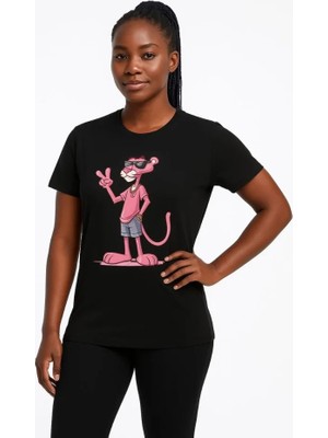 ModaSize Bisiklet Yaka Kısa Kollu Baskılı T-Shirt - Siyah