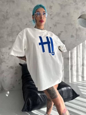 ModaSize Unisex Nakış Işlemeli T-Shirt - Beyaz