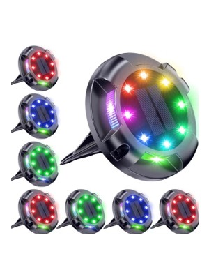 Costurera 4'lü Solar Panelli Kazıklı Zemin Solar Ledi 8+4 LED Rgb