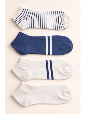 Erkek 4'lü Çizgili Step Çorap