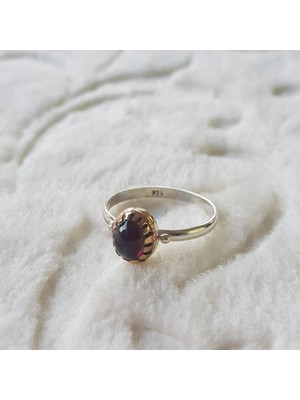 Canka Lal Taşlı El İşi Gümüş Yüzük