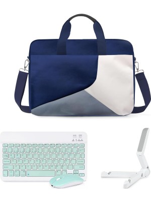 Microcase Lenovo Idea Tab 11 Inch / K11 2.jenerasyon Için Macbook Çantası + Türkçe Bluetooth Klavye + Mouse + Tablet Standı Yeşil AL5162