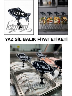 Manken İstanbul 10 Adet Yaz Sil Mini Boy Mandallı Balık  Etiketi Kasap Etiketi Kasap Tezgah Etiket