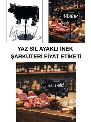 Manken İstanbul 10 Adet Yaz Sil Mini Boy Standlı Etiketi Şarküteri Inek Peynir Etiketi