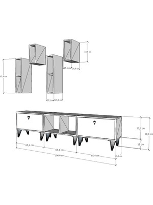 Nettrends Modüler Ayaklı Kapaklı Orta Bölmeli Duvar Raflı Konsol BEYAZ-PNR-KNS-1017
