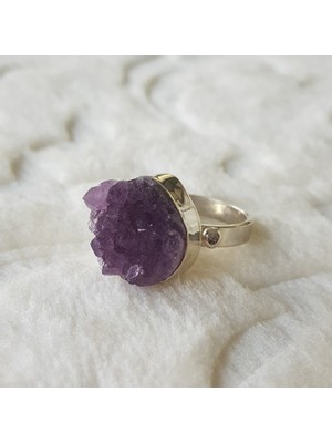 Canka Ametis Taşlı El İşi Gümüş Yüzük