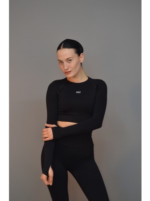 Viafitwear Parmak Detaylı Crop ve Tayt Takım