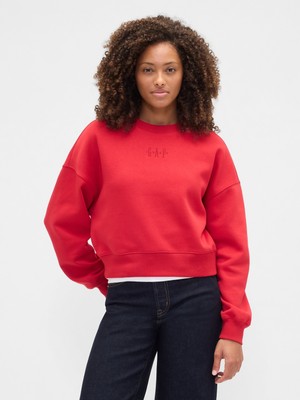 Gap Kadın Kırmızı Logo Crop Sweatshirt