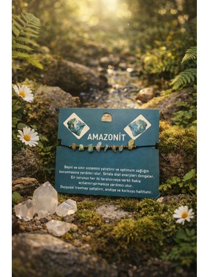 Seymen Bıçakçılık Amazonit Doğal Taş Bileklik | El Yapımı Ayarlanabilir Ip | Sade & Şık Enerji Taşı Bilekliği