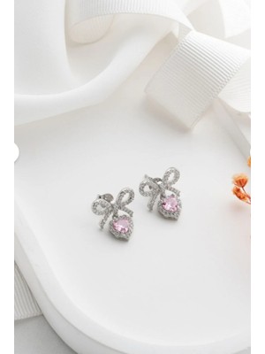 Zilvana 925 Ayar Gümüş Fiyonk Detaylı Kalp Küpe