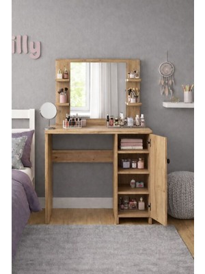 Belirtilmemiş Makyaj Masası 4 Raflı Aynalı Dolaplı Çam Lima