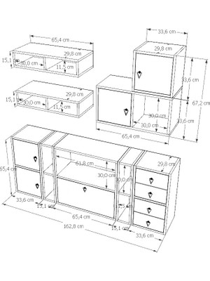 Nettrends 5 Kapak 4 Çekmeceli Nordic Stil Çok Amaçlı Salon Dolabı KBR-ÇA-D-1019