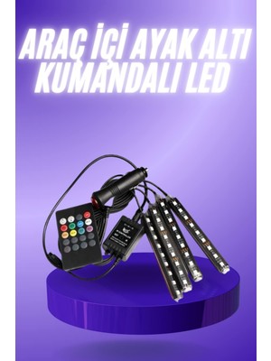 Store Mania Araç Içi Ayak Altı 12'li Şerit LED Işık Uzaktan Kumandalı Rgb Işıklı Ses ve Müziğe Duya
