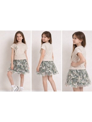 Kız Çocuk Tütülü Etekli 2 Li Takım