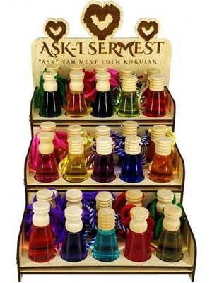 Aşk-ı Sermest Toptan Beyaz Ahşap Standlı 90 Adet 12 ML Çikolata Kokulu Oto Kokusu Araç Araba Parfümü