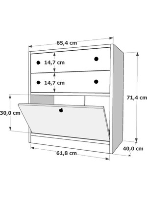 Nettrends Iki Çekmeceli Kapaklı Beyaz Şifonyer Çıtasız ŞFN-1044-Ç