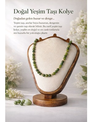 Modvina 6 mm Yeşim Taşı Kolye – Alerji Yapmaz Gold Kaplama Doğal Taş Kadın Kolye