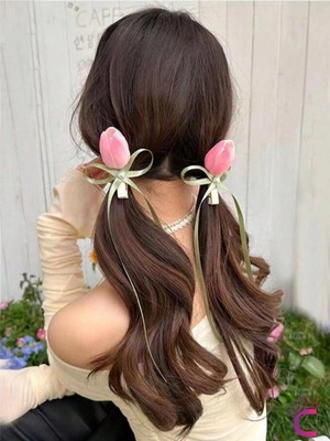 Cinderella 2'li Inci Sarmaşıklı Pembe Lale Çiçekli Pens Toka Seti - Zarif Hediyelik Klipsli Saç Süsü Tokası