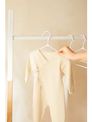 Ocean Home Textile 6'lı Beyaz Renk Kumaş Kaplı Metal Bebek Giysi Askısı19.5 x 30 x 0.3 cm