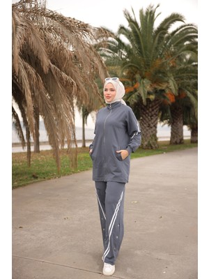 MİMİ LUXURY WEAR Kadın Tesettür Eşofman Takımı Fermuarlı & Alt Üst Takım 527