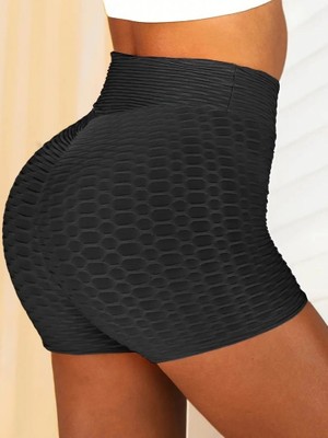 ModaSize Kadın Arkası Büzgülü Kendinden Desenli Toparlayıcı Mini Tayt