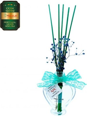 Aşk-ı Sermest Toptan Meczub Çiçek Serisi Portakal Çiçeği Kokulu 5 x 60 ml Kalp Şişe Bambu Çubuklu Ortam Kokusu Reed Diffuser Oda Kokusu