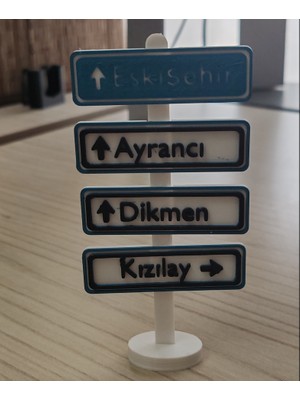 Popüler Sepet Ankara Yön Tabelası Mini Masa Dekoru | Kızılay – Dikmen – Ayrancı – Eskişehir Özel Renkli Miniatür