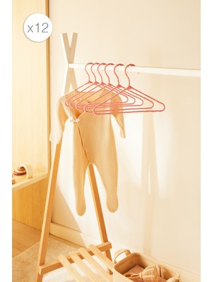 Ocean Home Textile 12'li Pembe Renk Kumaş Kaplı Metal Bebek Giysi Askısı19.5 x 30 x 0.3 cm