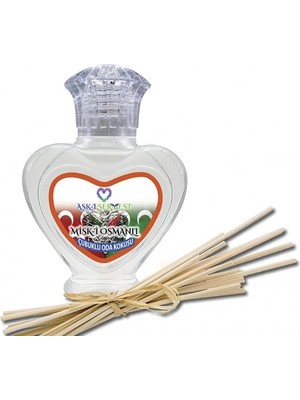Aşk-ı Sermest Toptan Misk-i Osmanlı Çiçek Aromalı Bambu Çubuklu Oda Kokusu Reed Diffuser Ortam Kokusu Parfüm, Kalp Şişe, 60 mL, 5 Adet