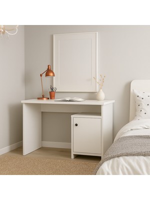 Belirtilmemiş Kapaklı Kitaplıklı Çalışma Masası Beyaz