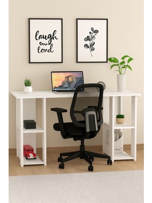 Belirtilmemiş Zen Kitaplıklı Çalışma Masası Beyaz