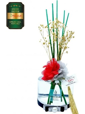 Aşk-ı Sermest Toptan Meczub Çiçek Serisi Kırmızı Gül Kokulu 3 x 200 ml Silindir Şişe Bambu Çubuklu Ortam Kokusu Reed Diffuser Oda Kokusu