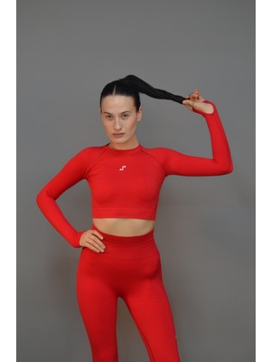 Viafitwear Parmak Detaylı Crop ve Tayt Takım