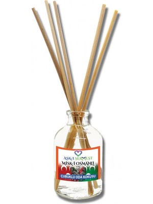 Aşk-ı Sermest Misk-i Osmanlı Çiçek Aromalı Bambu Çubuklu Oda Kokusu Parfüm, Oval Şişe, 100 mL, 5 Ad