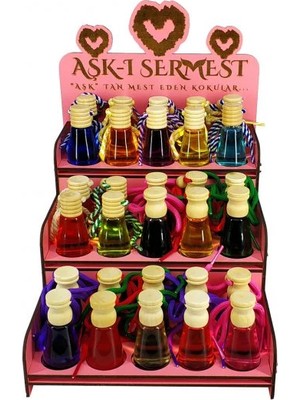 Aşk-ı Sermest Toptan Pembe Ahşap Standlı 120 Adet 8 ML Çikolata Kokulu Oto Kokusu Araç Araba Parfümü