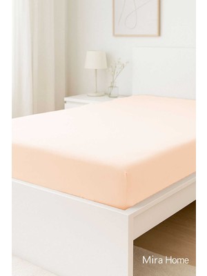 Mira Home Tek Kişilik Düz Penye %100 Pamuklu Lastikli Çarşaf 100X200 cm Newsheet Somon