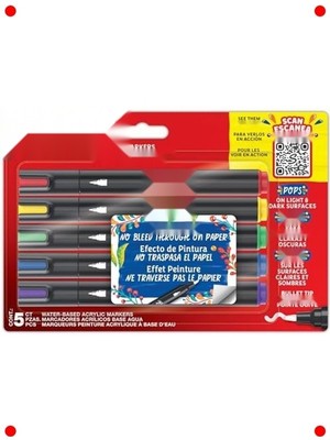 MarkEntegra Akrilik Boya Fırça Uçlu Kalem Seti - 5 Adet